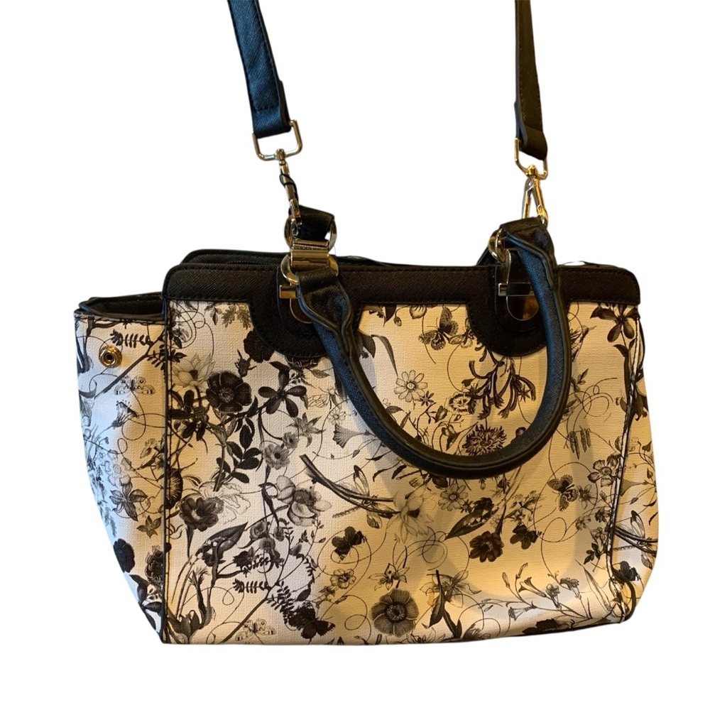 Floral Black and White Women's Bag - Picture 3 of 8